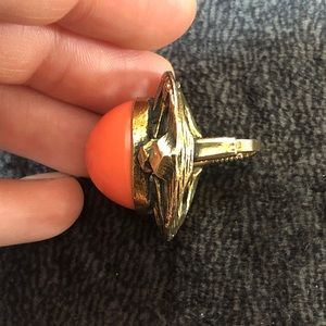 Golden ring coral stone adjustable size